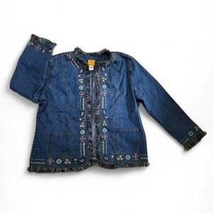 Ruby Rd Blue Jean Jacket with Embroidery